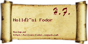 Hollósi Fodor névjegykártya